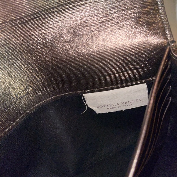 🖤 Bottega Veneta Intrecciato Leather Flap Top Snap Continental Wallet Metallic - Picture 13 of 14